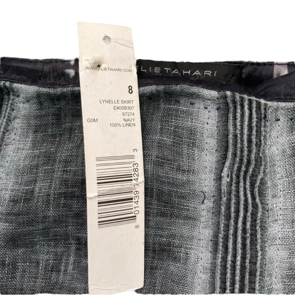 NWT 100% Linen Elie Tahari Lynelle Pleated Grey Midi Skirt - Picture 8 of 10